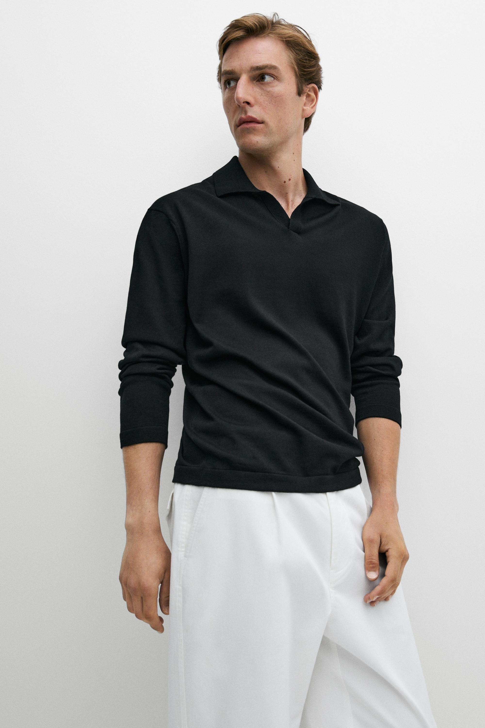 100% merino wool knit polo sweater
